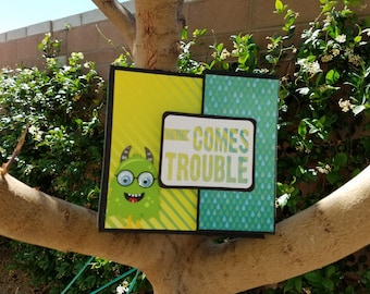 Handmade scrapbook mini album - Here Comes Trouble