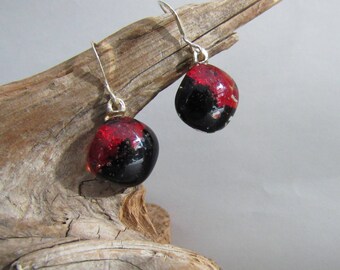 Sale; Cabochon Earrings; Sterling Silver Earrings; Fused Glass Earrings; Fused Glass Cabochon Earrings/SR09