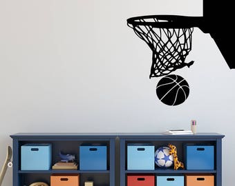 Basketball Wall Decal - Sports Decal - Basketball Hoop Wall Decal - Basketball Wall Decor Art - Basketball Hoop - Kids Vinyl Wall Decal