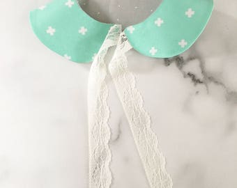Mint/grey Peter Pan collar