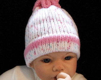 Newborn Baby Hat - Knit Baby Hat - Newborn Knit Hat - Baby Girl Hat - Newborn Girl Hat - Baby Shower Gift - Pink Knit Hat - Knit Hat