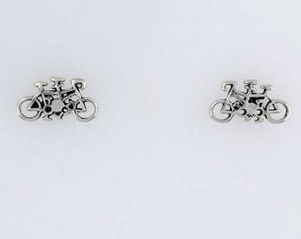 Sterling Silver Tandem Bike Post or Stud Earrings