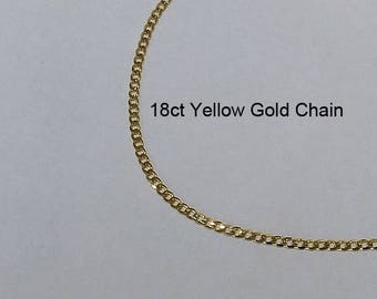 18ct 750 Solid Yellow Gold Curb Link Chain Necklace for Pendant Jewellery