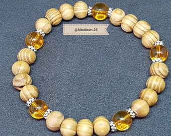 Wood and citrine beaded bracelet