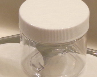 4 oz. PLASTIC PET JAR with lid (Quanitites available!) Clear Empty Containers - Choose White or Black Lid Color