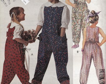 1990's Girls Sewing Pattern Jumpsuit Pantsuit Romper Sleeveless Size 7-8-10 Breast 26--27-28.5" McCall's 5516 UNCUT