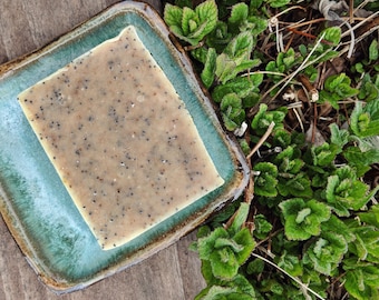 Mint Gardener’s Soap - Scrubby Exfoliating All Natural Soap, Herbal Soap, Cold Process Soap, Vegan Soap, Palm-Free Soap, Essential Oil Soap
