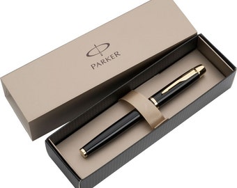New Genuine personalised ParkerIM Delux 24k gold plated Fountain pen &Parker gift box