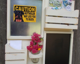 Message Center--Magnetic Board--Chalkboard--Kitchen Decor--Mail Organizer--Magazine Holder