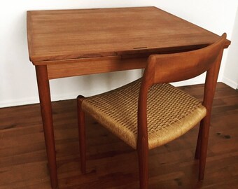 Beautiful and very rare Poul Hundevad dining or Poker table | Convertible Top | Extendable | Danish | 1960s