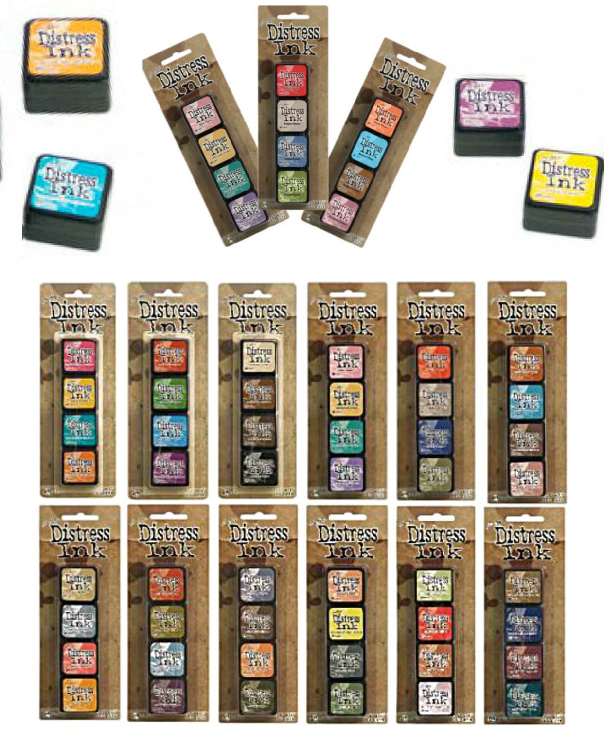 Kit Mini Distress Ink Tim Holtz Ranger - 4 Encres Effet Vieilli Pour Scrapbooking Et Cartes