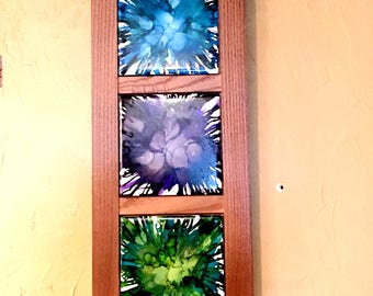 Wall Decor, Painted Decor, Wall Hanging, Alcohol Ink Decor, Framed Decor, Colorful Decor, Home Decor
