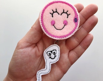 Fertility Badge Reel, Nurse Badge Reel, Labor and Delivery, Badge Reel, Nurse Gift, Obgyn Gift, Egg and Sperm, Doula Gift, Midwife Gift