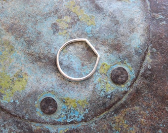 Flattened sterling silver ring, ring dish, flattened ring