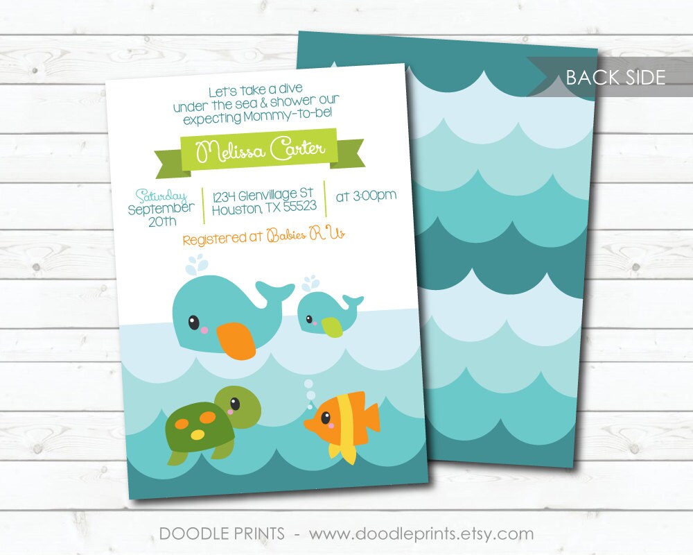 Ocean Invitation Printable Baby Shower Invitation Ocean Sea