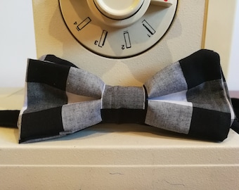 Dark Gingham Check Bow Tie