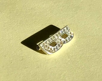 Vintage tiny letter B brooch, rhinestone B brooch, letter B pin, mongram B brooch, initial B brooch, 1980s