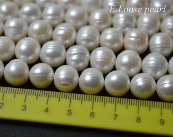 Potato pearl leather pearl Large Hole pearl Freshwater pearl 11.5-13mm wholesale pearl White Loose pearl Beads 32pcs Full Strand PL2255