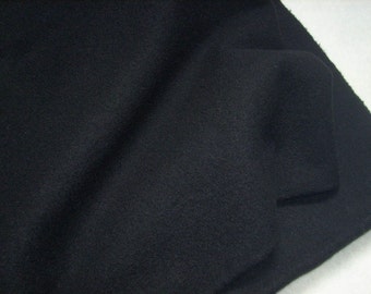 BLACK Wool Fabric, One Quarter Yard of Felted Wool Flannel, Great for Backgrounds