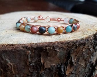 Amazonite Wire Wrapped Bracelet