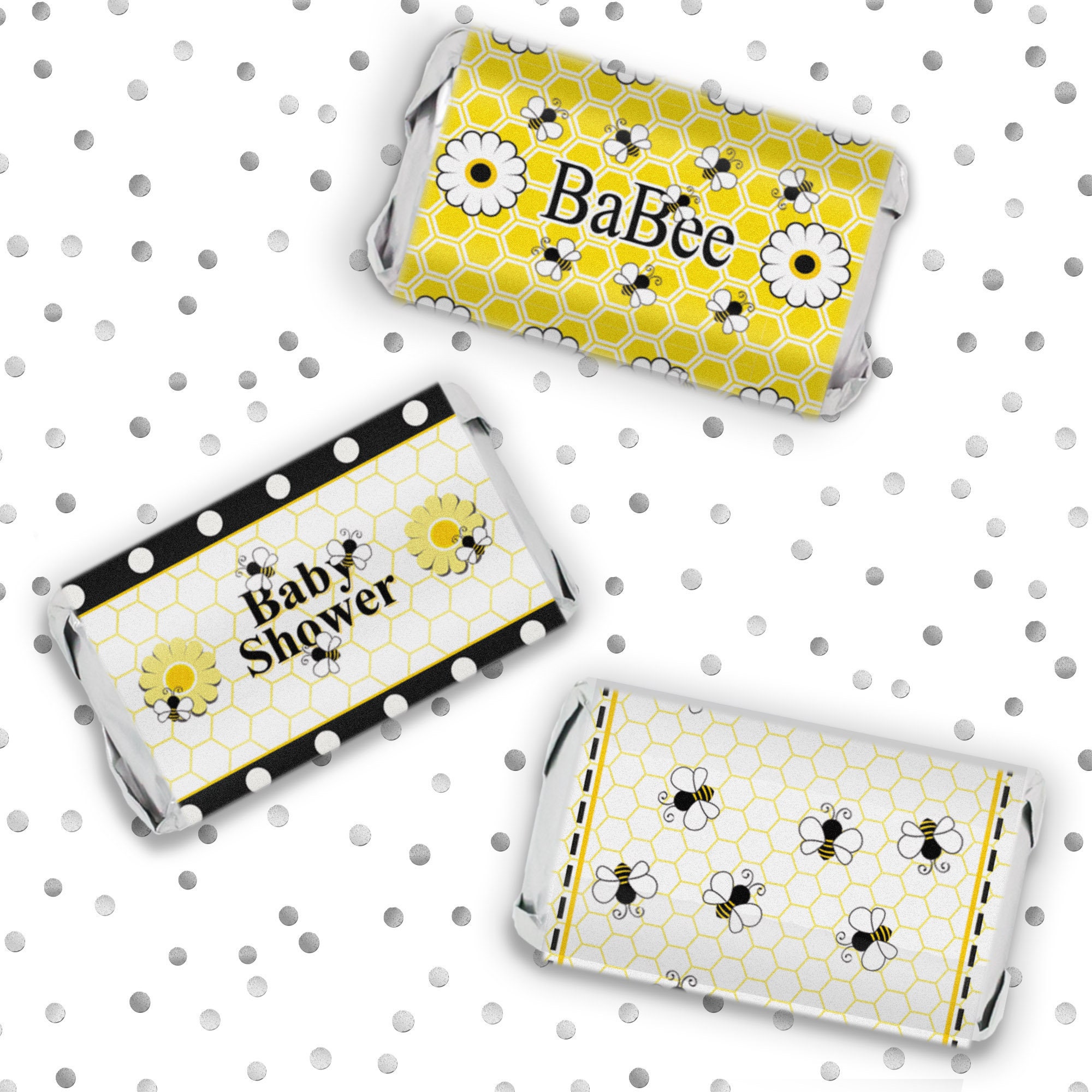 Bumble Bee Baby Shower Favor Candy Labels for Hershey Mini