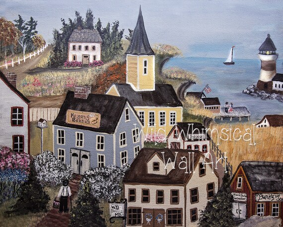 uk inch frame 11x14 American Folk England Art Print Village New Print Seaside uk inch frame 11x14 American Folk England Art Print Village New Print Seaside