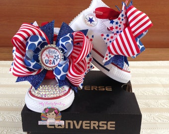 Little Miss America shoes,Fourth of July, Miss America Custom Bling Shoe,Bling Shoes