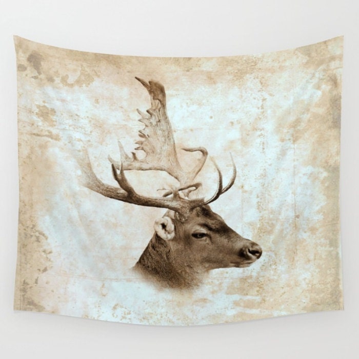 Wall Tapestry Wall Hanging Deer Tapestry Antique Deer Print