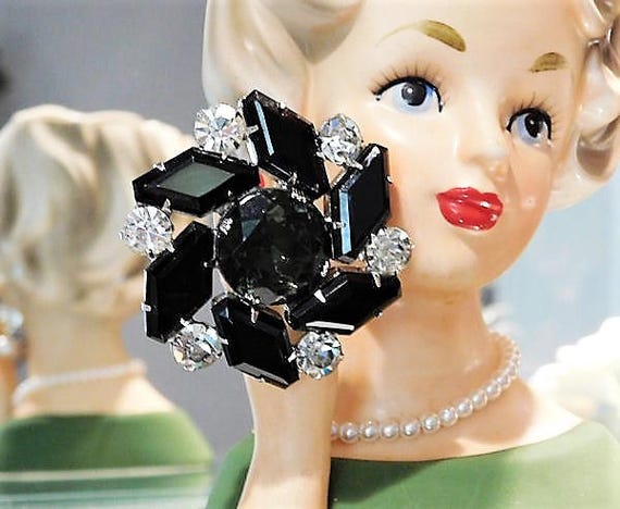 Rhinestone Brooch / Mid Century Rhinestone Brooch / Formal / Evening