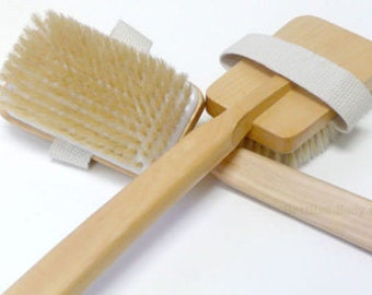 Premium Boar Bristle Brush with 18 inch Wood Handle ~ Great for Dry Skin Brushing
