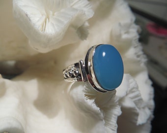 Beautiful Aqua Chalcedony Ring Size 8