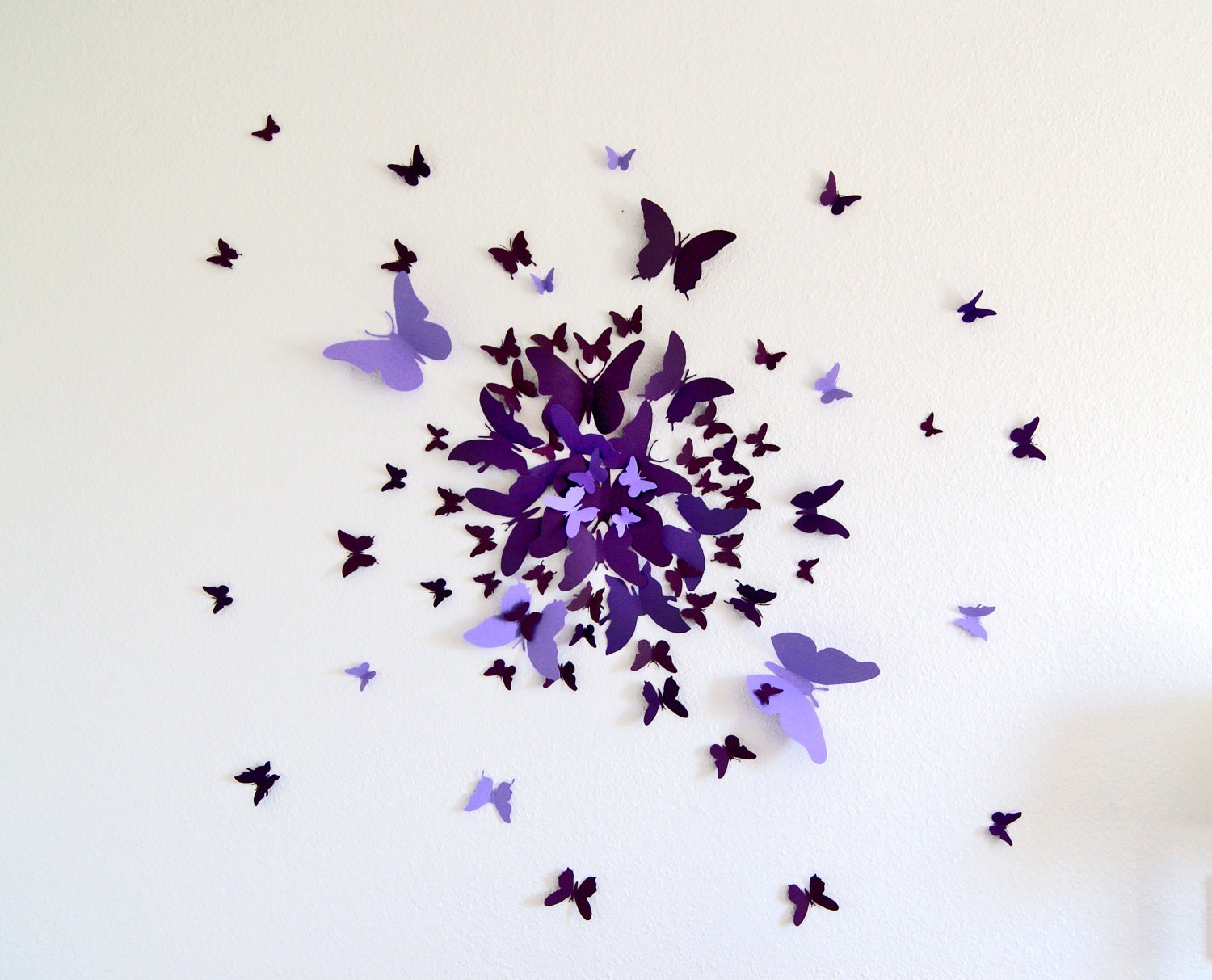 3d Butterfly Wall Art Decal Set Of 70 In Purple Paper