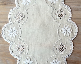 Oval Lefkara lace table cloth