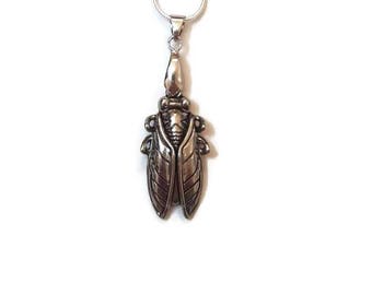 Insect Pendant - Insect Necklace - Insect Pendant Necklace - Silver Pendant Necklace - Vintage Silver Necklace - Free Shipping Necklace
