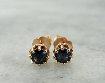 Rose Gold Sapphire Stud Earrings, September Birthstone PRMV7W-R