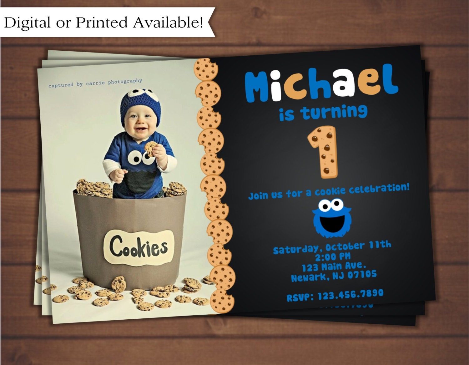 Cookie Monster Birthday Invitation Printable Cookie Monster