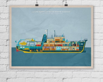 The Life Aquatic with Steve Zissou Poster. Wes Anderson Poster. Movie Art Print. Pop Culture and Modern Home Decor Poster. Item No. 284