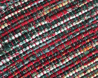 Hand Woven Patchwork Christmas Long Table Runner - 14" x 58"
