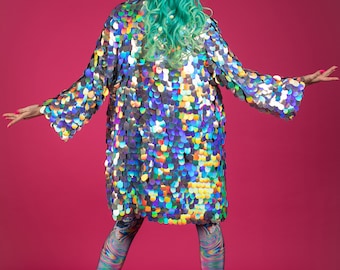 Sequin Kimono (Holographic Silver)