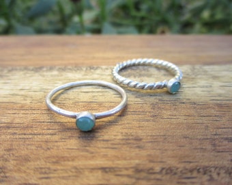 Chrysoprase Stacking Ring / Sterling Silver Ring / Stackable Chrysoprase Ring / Green Stone Ring / Gemstone Ring / Chrysoprase Jewelry
