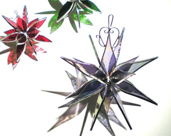 You Pick Any Color and Size - 3D Stained Glass Flower Burst - Hanging Suncatcher Ornament Home and Garden Decor Abstract (MADE TO ORDER)