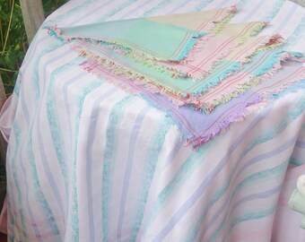vintage candy stripe oblong tablecloth and napkins