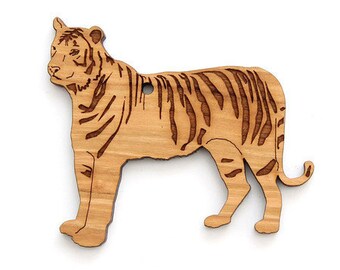 Tiger Ornament- Timber Green Woods. Sustainable Harvest Wood. Made in the USA!