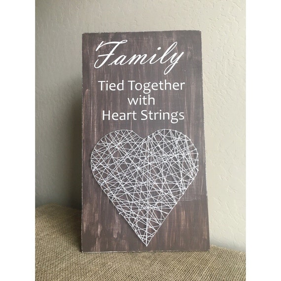 DIY Kit Heart String Art Family Sign Tied Together with