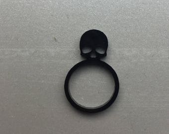 Black Skull Ring - (size 17mm) - large - Laser Cut