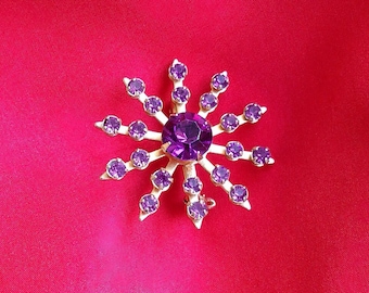 Purple Plum Rhinestone Starburst Brooch