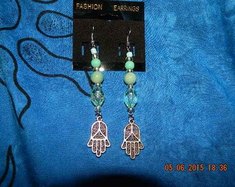 turquoise and silver namaste earrings