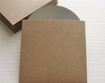 50 Recycled Kraft CD Sleeves No Logo - Wedding Favor, Photography - DVD, DIY