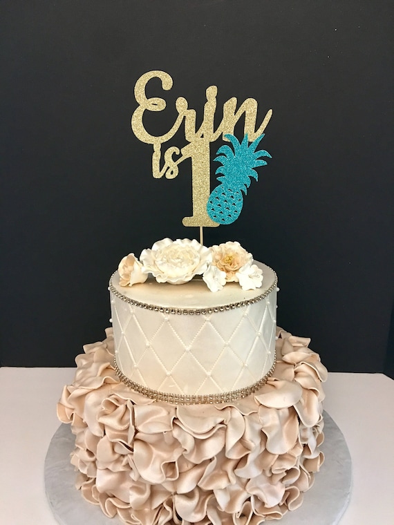 Pineapple Cake Topper Any Name and Age tropical Birthday