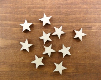 Wood Stars 1" Laser Cut Wood Star Stud Earring Shapes - 50 Pieces